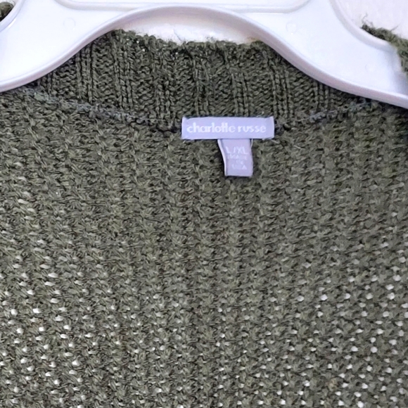 🚫SOLD🚫 Olive Green Charlotte Russe Open Front Cardigan L/XL - Picture 2 of 3